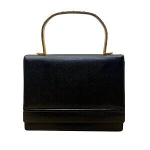 Vintage Igor Women’s Black Leather Gold Handle Structured Elegant Purse